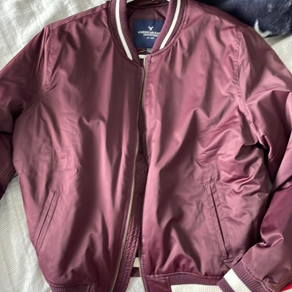 American Eagle Outfitters Jackets & Coats Burgundy Bomber Jacket